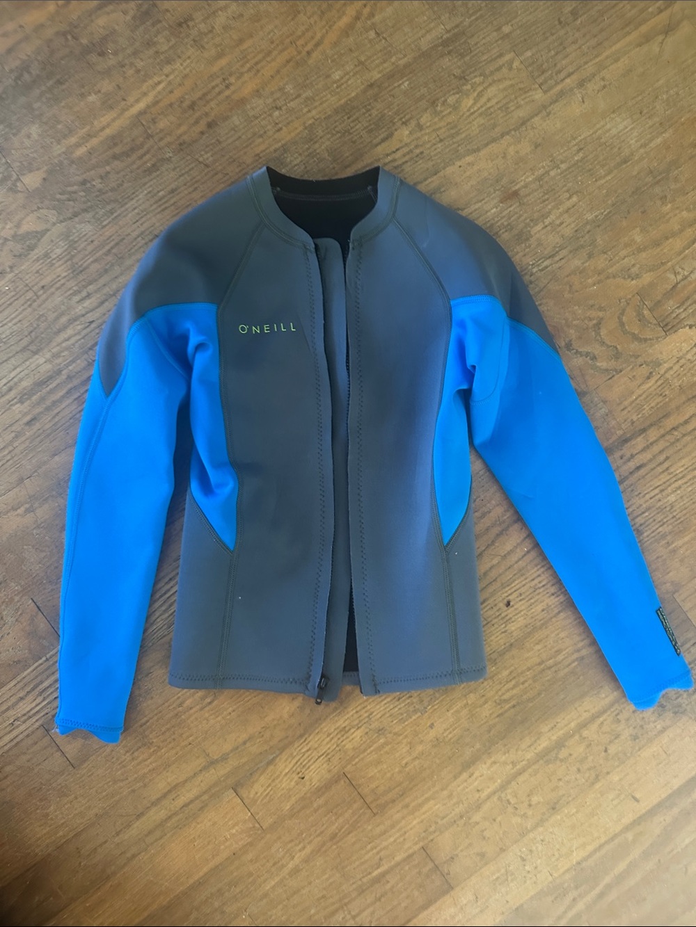 O'Neill Charcoal and Bright Blue Neoprene Surf Jacket wetsuit top